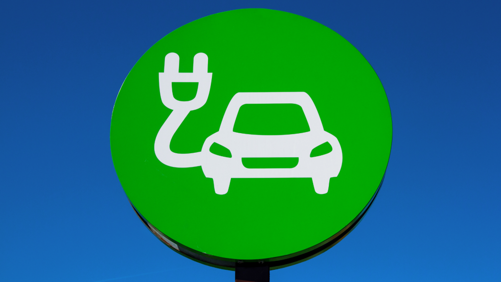 Road sign for car charger site